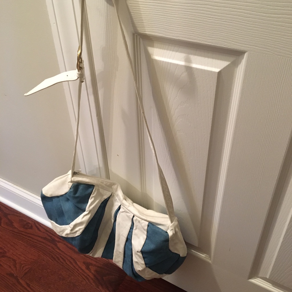 Preowned White Denim Leather Shoulder Bag